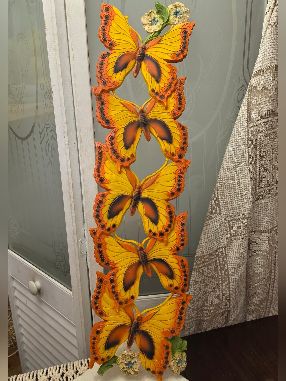 Vtg 1978 Universal Statuary Corp Butterfly Wall Hanging 24" 3D Retro Boho MCM